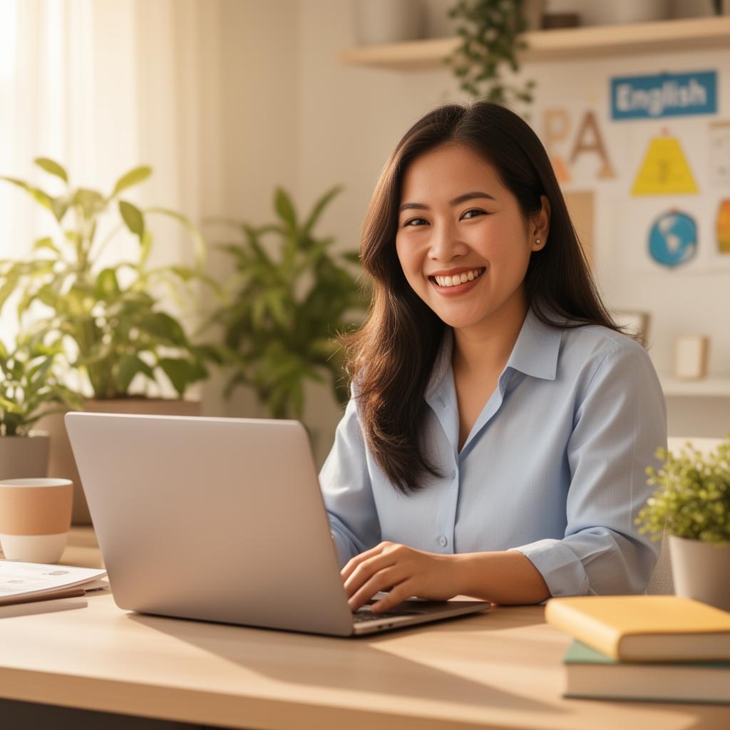 Filipino English teacher teaching online